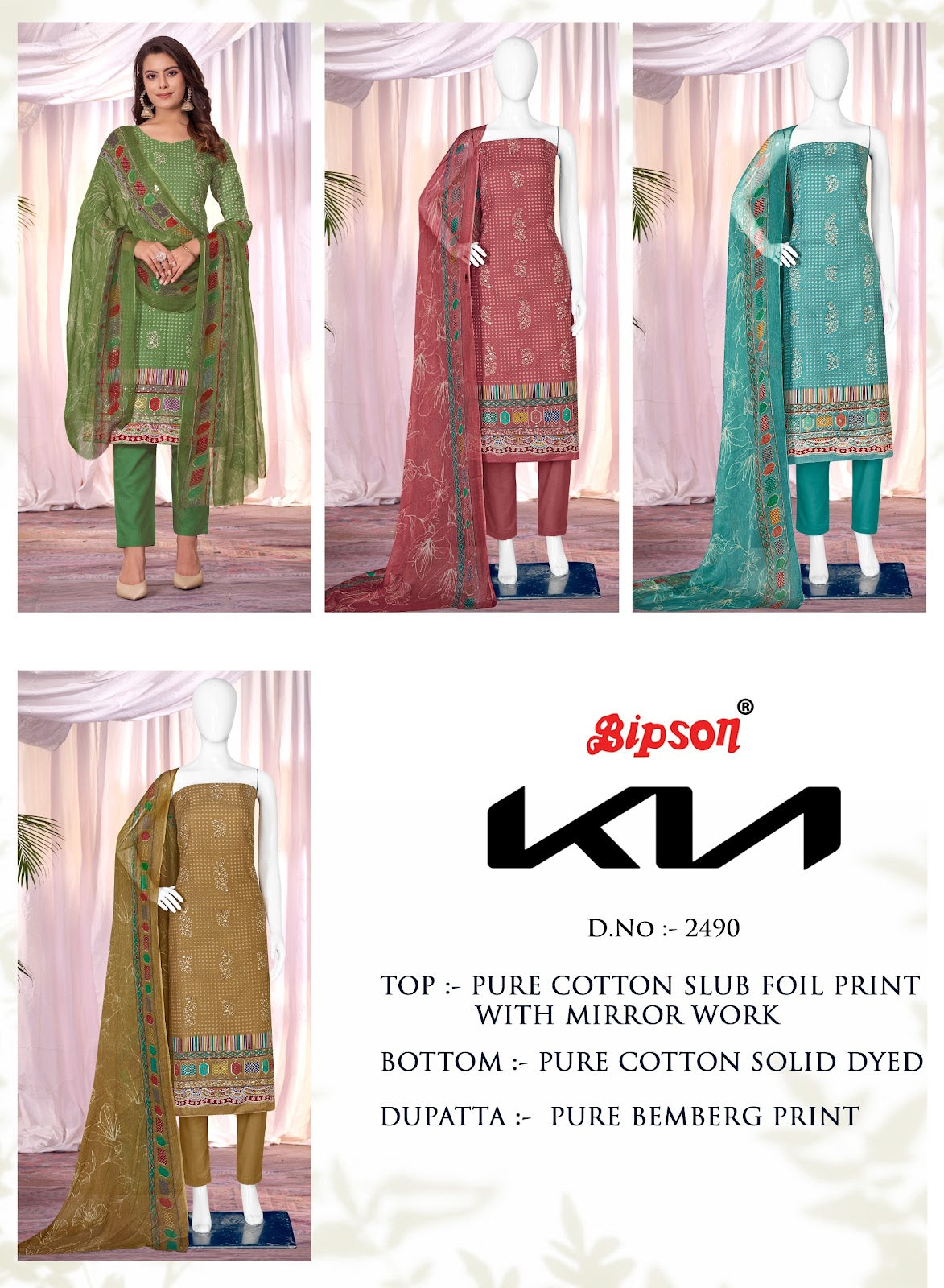 Kia 2490 Bipson Prints Cotton Slub Pant Style Suits