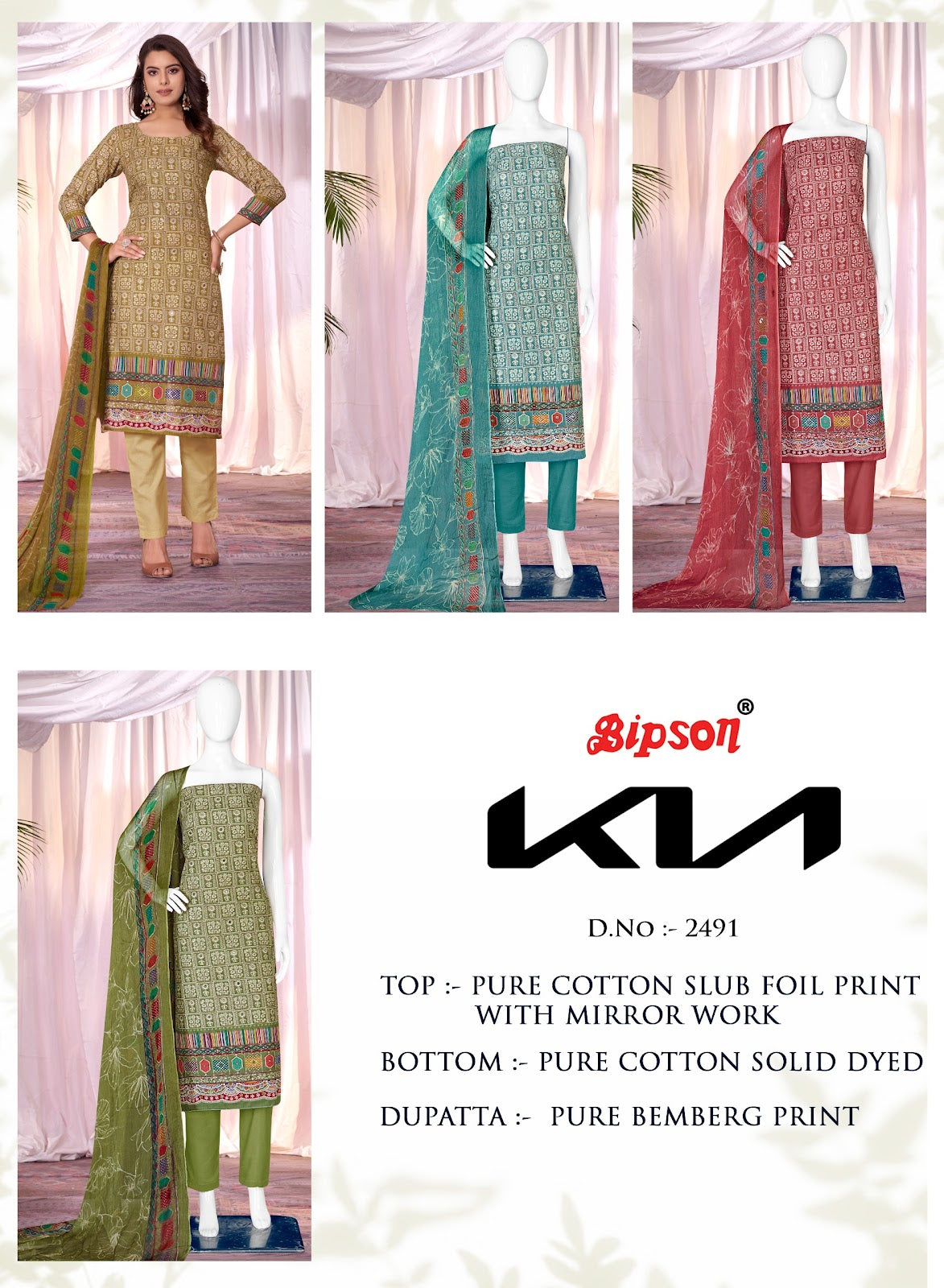 Kia 2491 Bipson Prints Cotton Slub Pant Style Suits