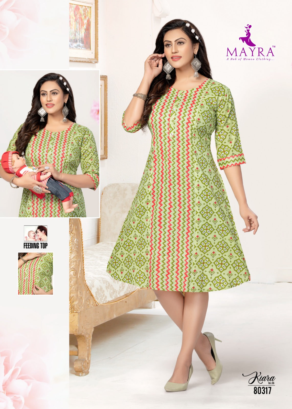 Kiara Vol 6 Mayra Rayon Feeding Kurtis