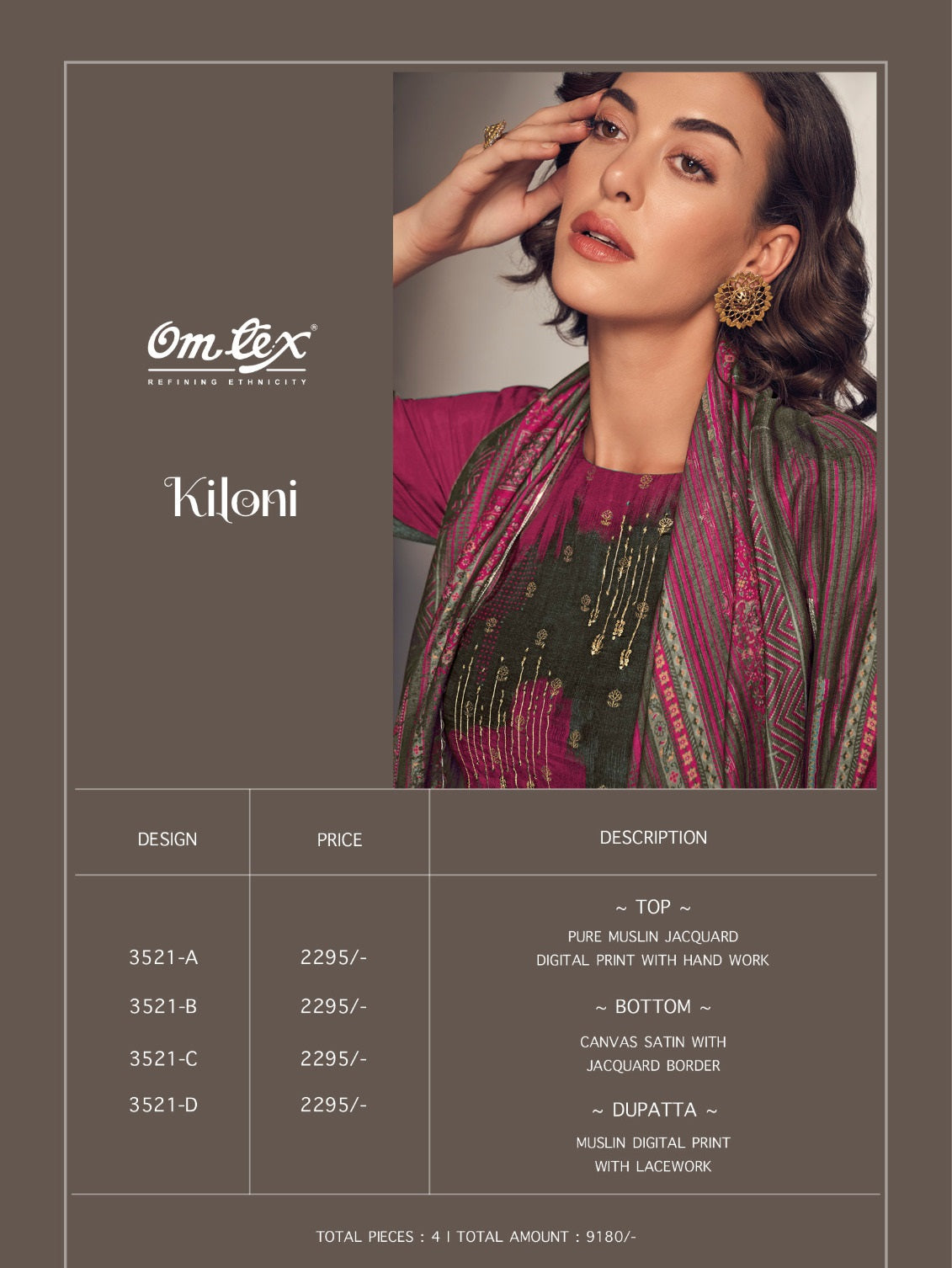 Kiloni Omtex Muslin Plazzo Style Suits