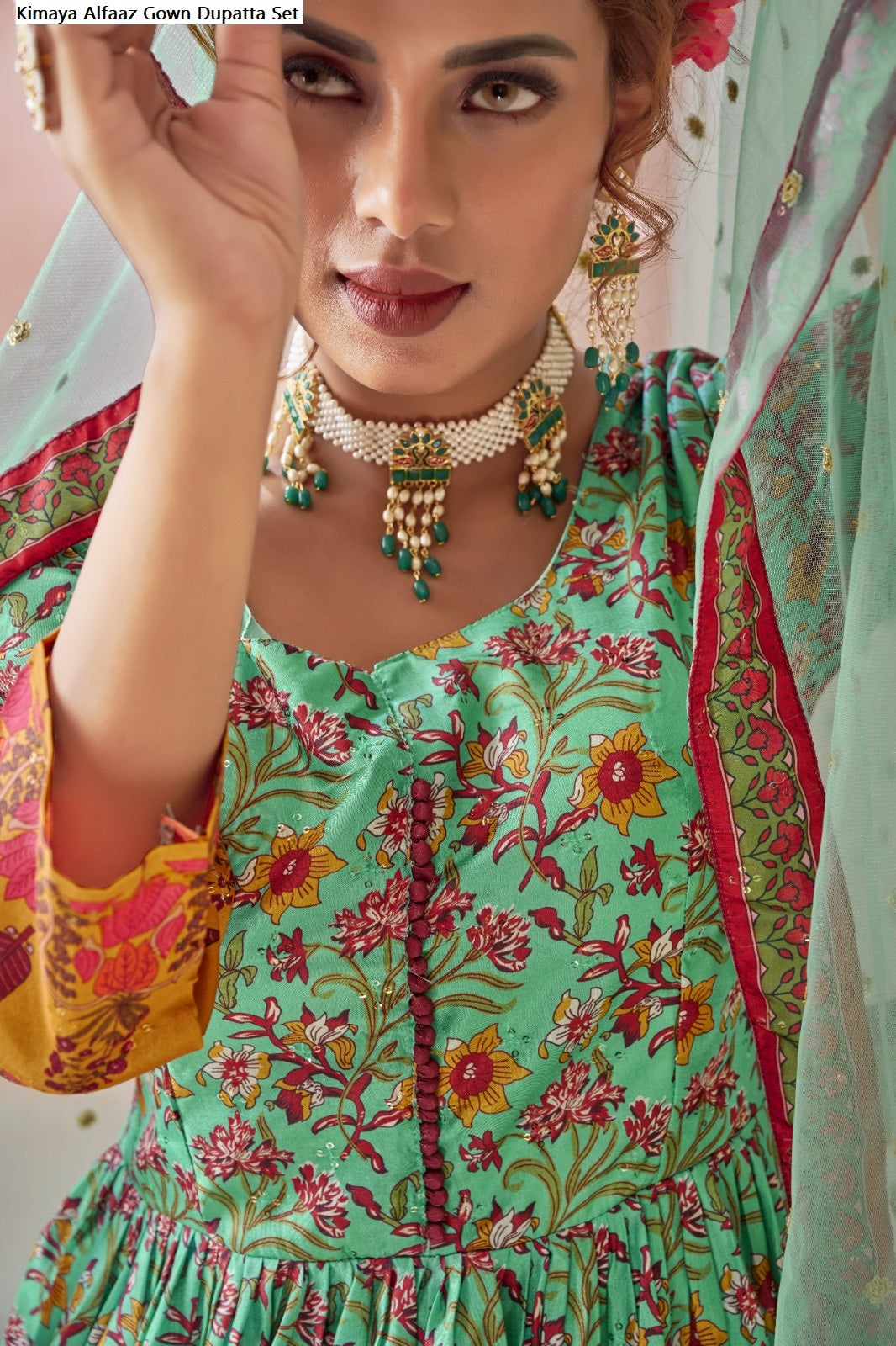 Kimaya Alfaaz Silk Gown Dupatta Set