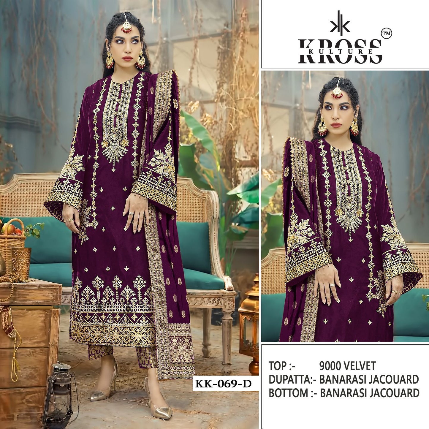 Kk-69 Kross Kulture Velvet Pakistani Salwar Suits