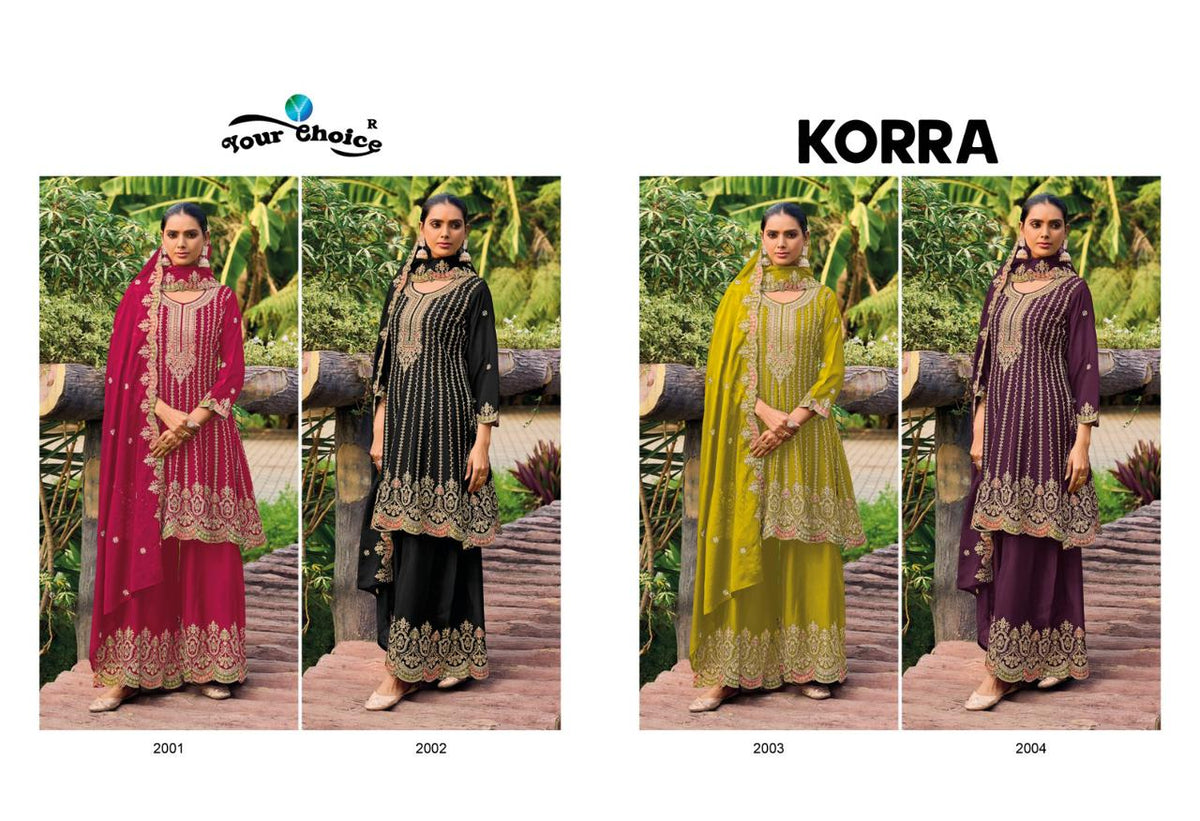Korra Your Choice Chinon Readymade Plazzo Style Suits
