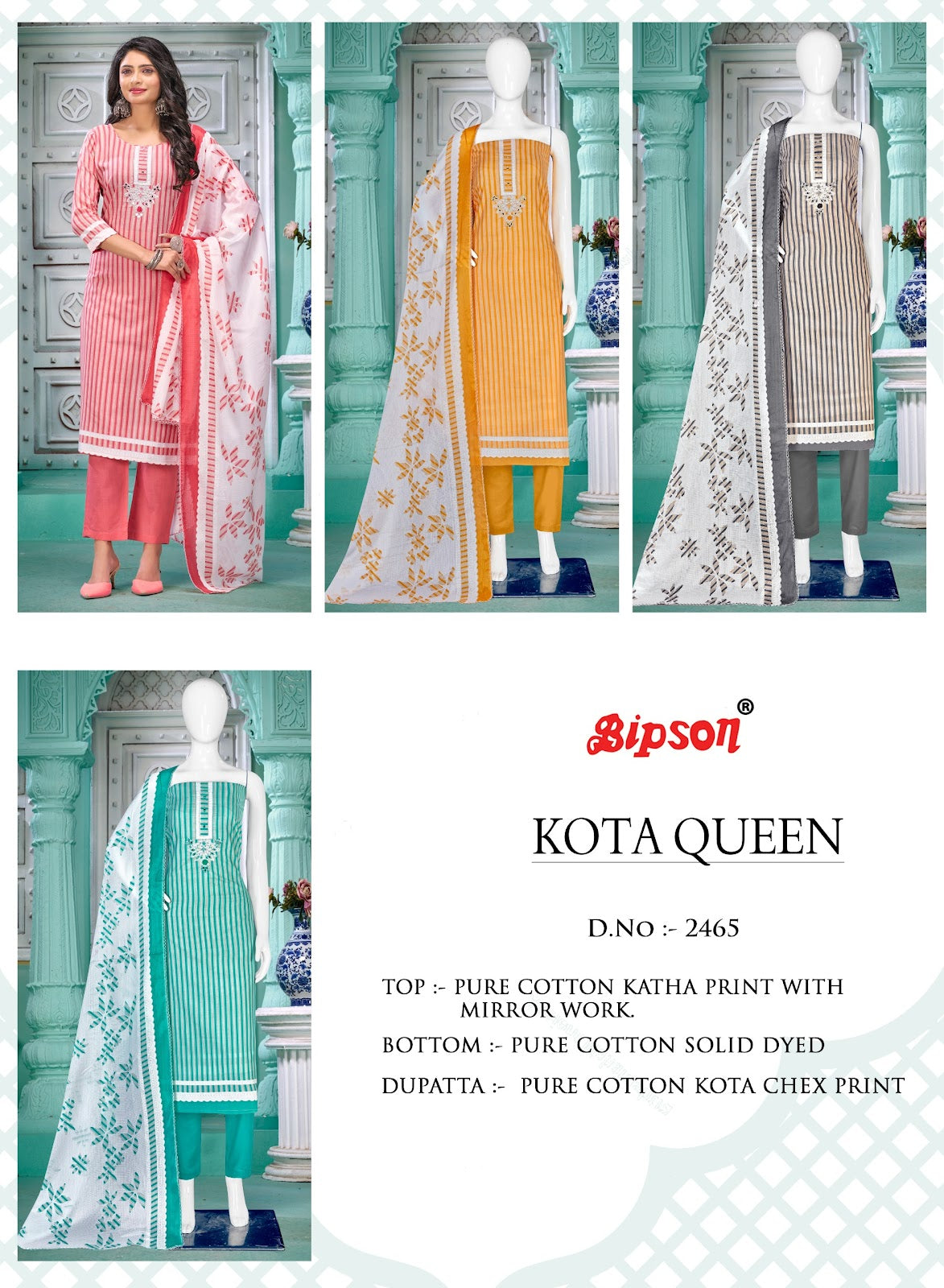 Kota Queen-2465 Bipson Prints Cotton Pant Style Suits