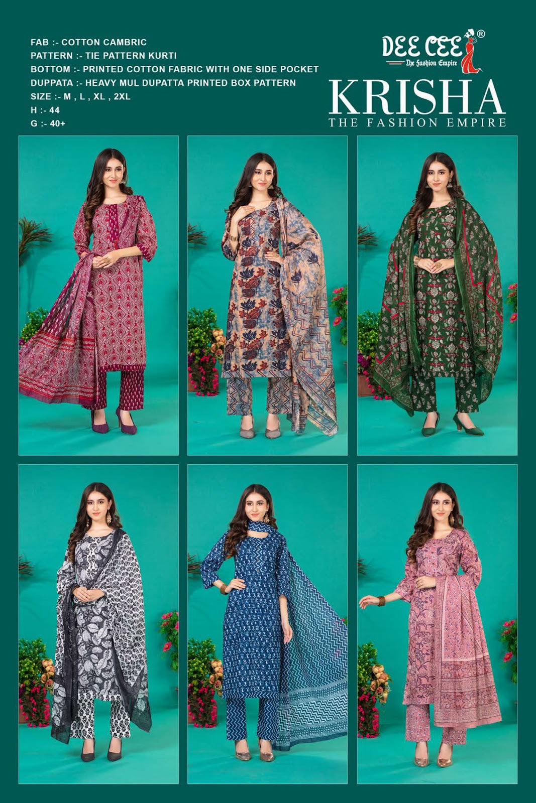 Krisha Deecee Cotton Cambric Readymade Pant Style Suits