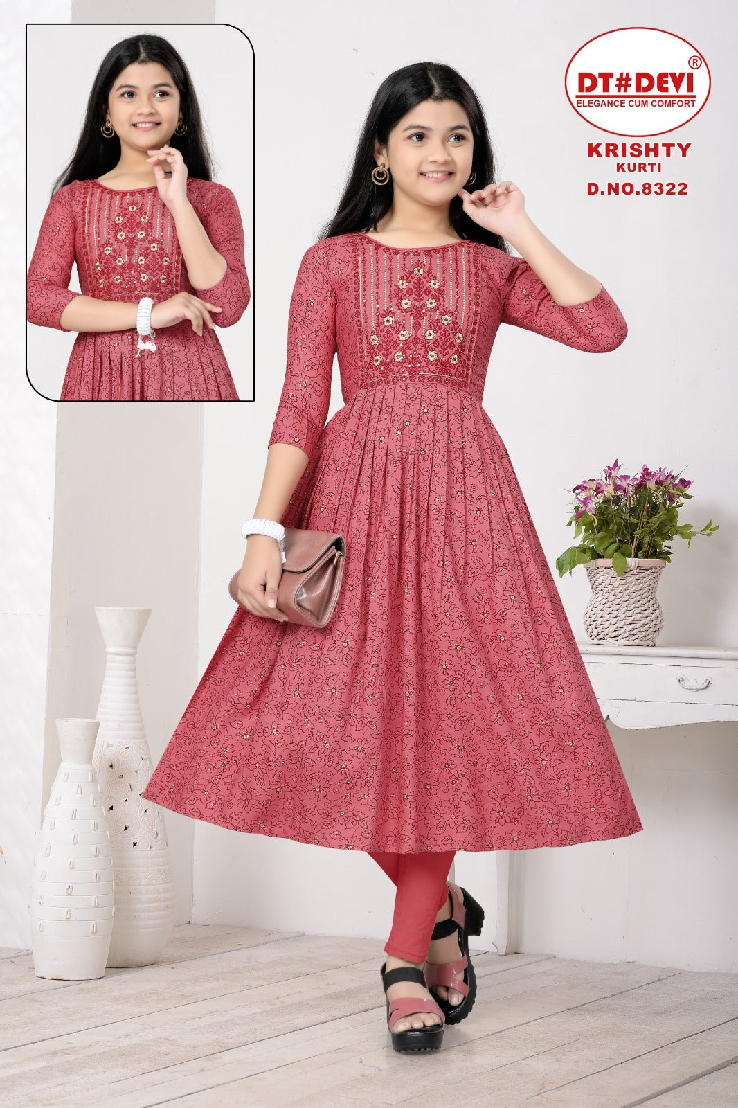 Krishty-8322 Dt Devi Rayon Girls Anarkali Kurti