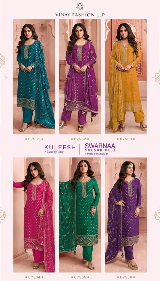 Kuleesh-Swarnaa-Colour Plus Vinay Fashion Llp Dola Jacquard Pant Style Suits