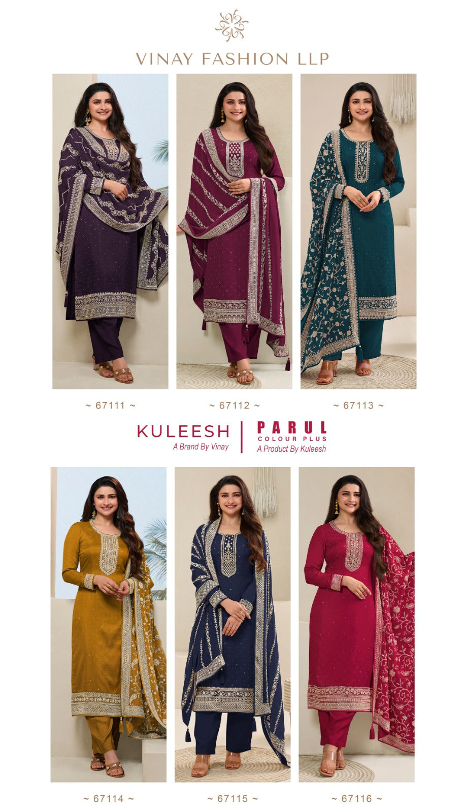 Kuleesh Parul Colourplus Vinay Fashion Llp Dola Plazzo Style Suits