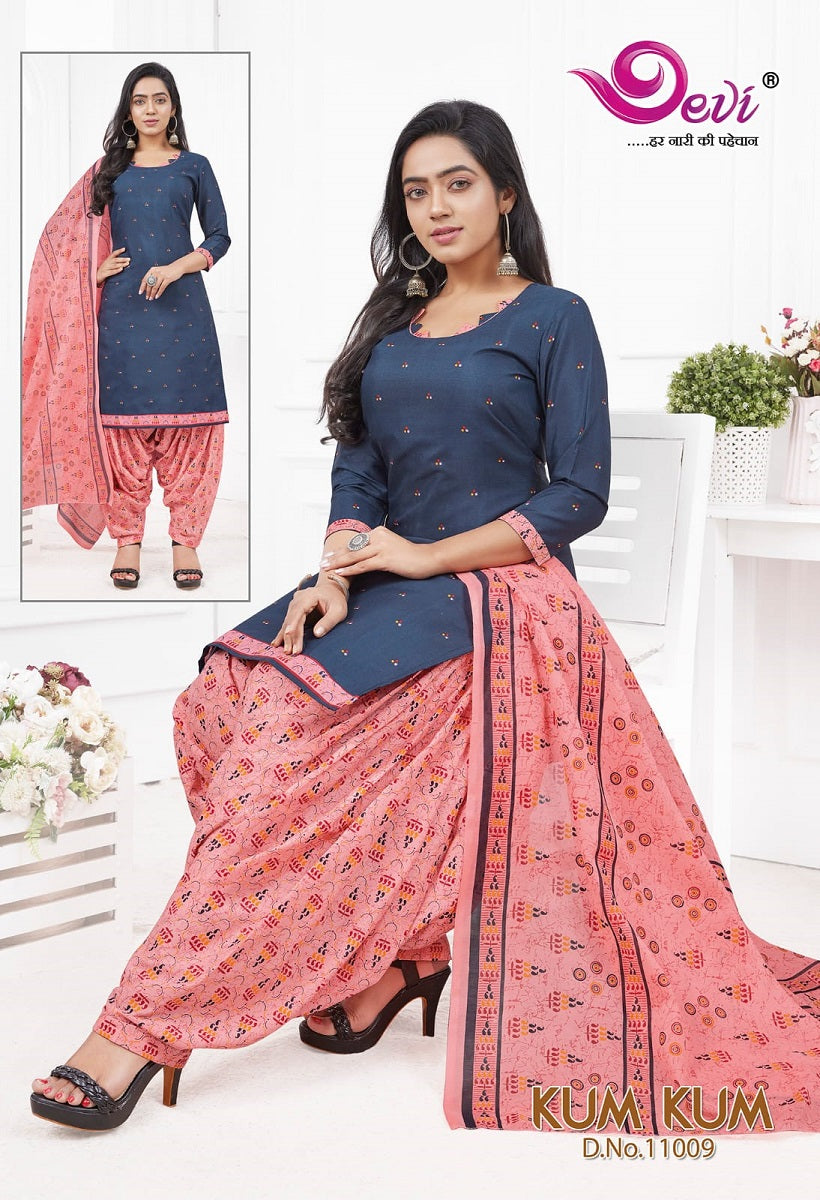Kum-Kum Vol 11-With Inner Devi Indo Readymade Cotton Patiyala Suits