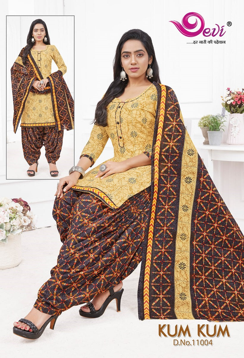 Kum-Kum Vol 11-With Inner Devi Indo Readymade Cotton Patiyala Suits