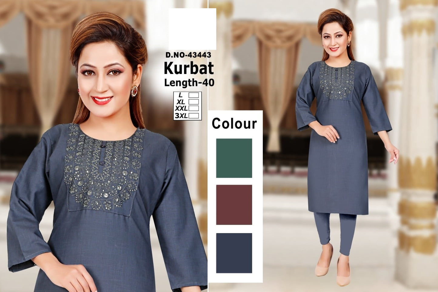 Kurbat Zoya Two Tone Straight Cut Kurtis