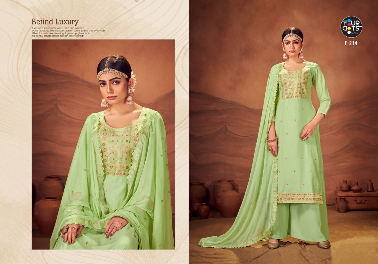 Laher Four Dots Muslin Plazzo Style Suits