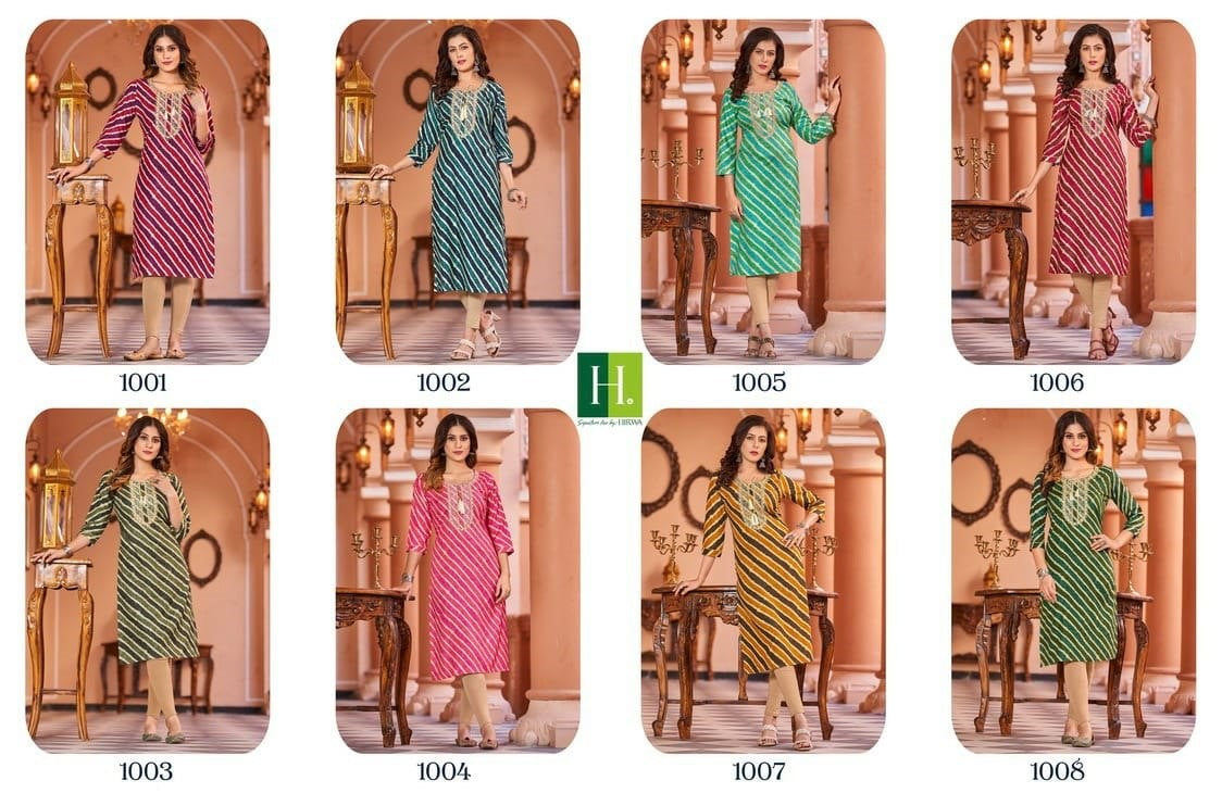 Leheriya H Dot Rayon Knee Length Kurtis