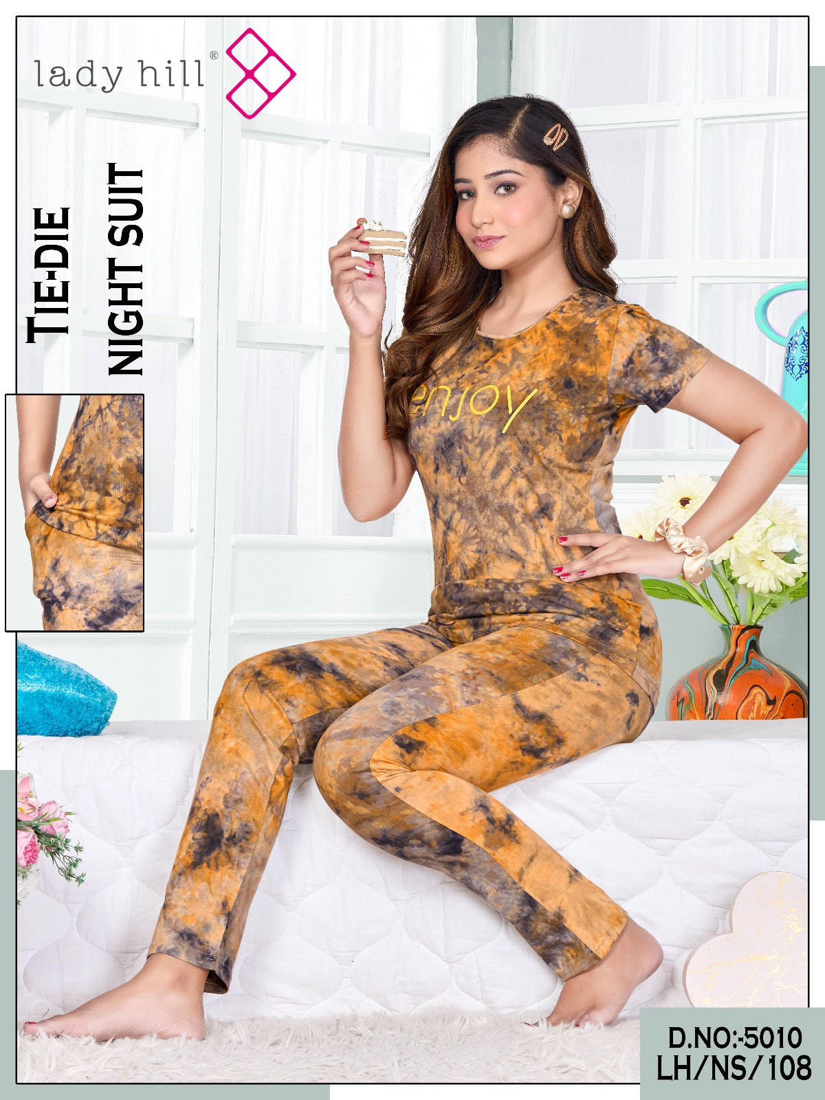 Lh Ns 108 5010 Lady Hill Tie Die Pyjama Night Suits