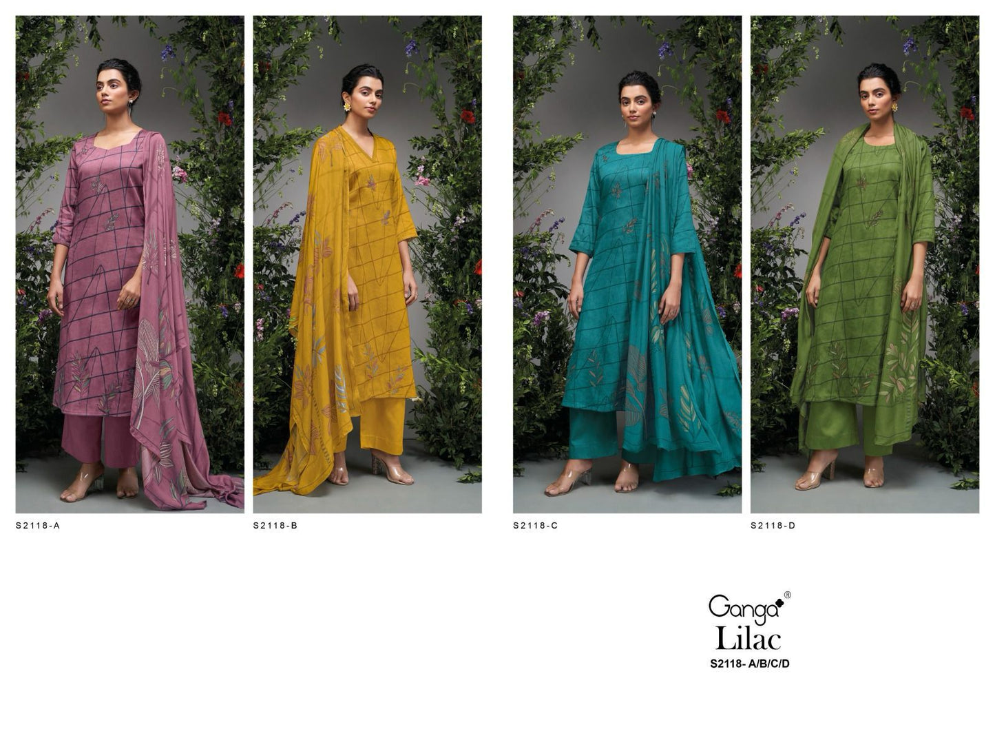 Lilac Ganga Cotton Silk Plazzo Style Suits