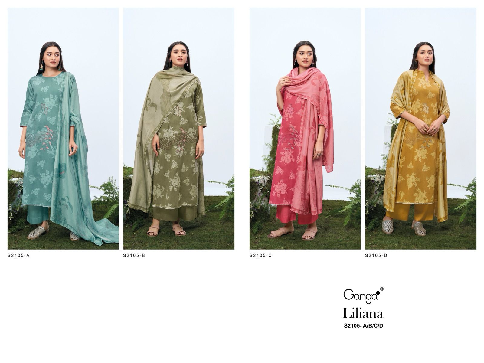 Jill 2107 Ganga Cotton Silk Plazzo Style Suits – Kavya Style Plus
