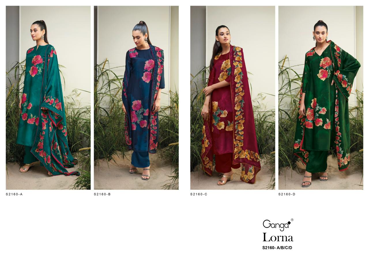 Lorna 2160 Ganga Bemberg Silk Plazzo Style Suits