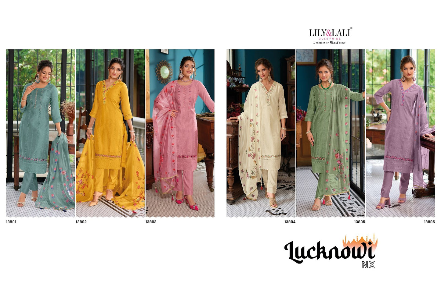 Lucknowi Nx Lily Lali Chanderi Silk Readymade Pant Style Suits