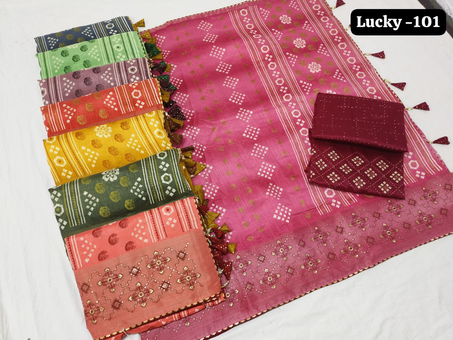Lucky 101 Kalpveli Silk Georgette Sarees