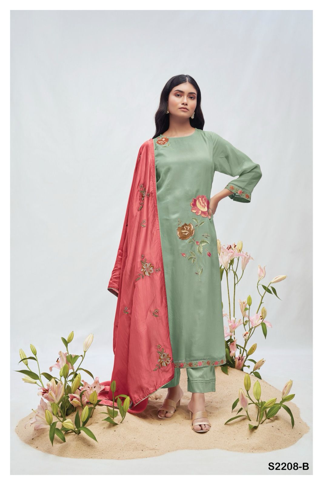 Lzumi 2208 Ganga Habutai Silk Plazzo Style Suits
