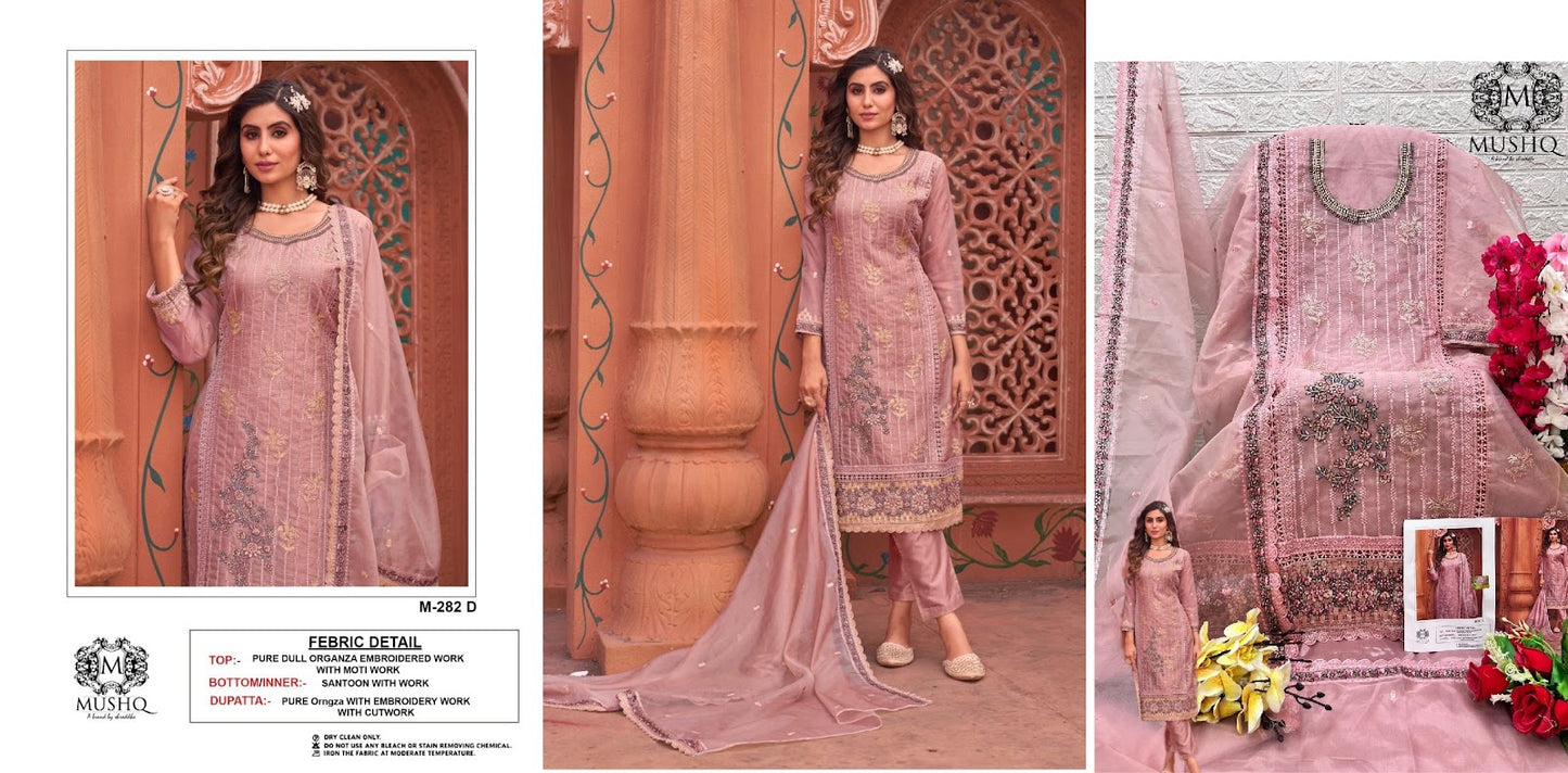 M 282 Mushq Organza Pakistani Salwar Suits