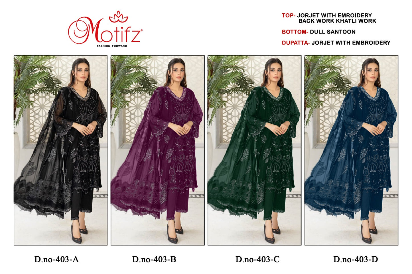 D. No 403 Motifz Georgette Pakistani Salwar Suits