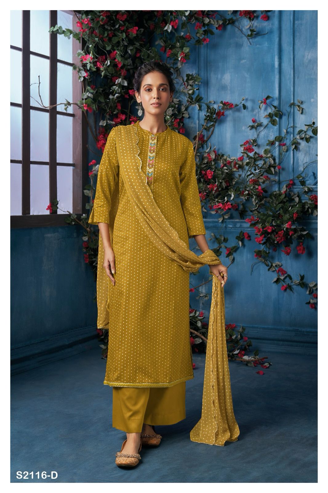 Mabel 2116 Ganga Cotton Silk Plazzo Style Suits