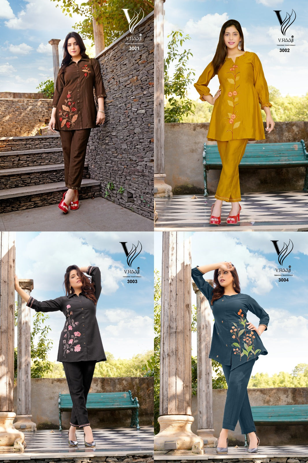 Machine Work V.Raaji Chinon Co Ord Set