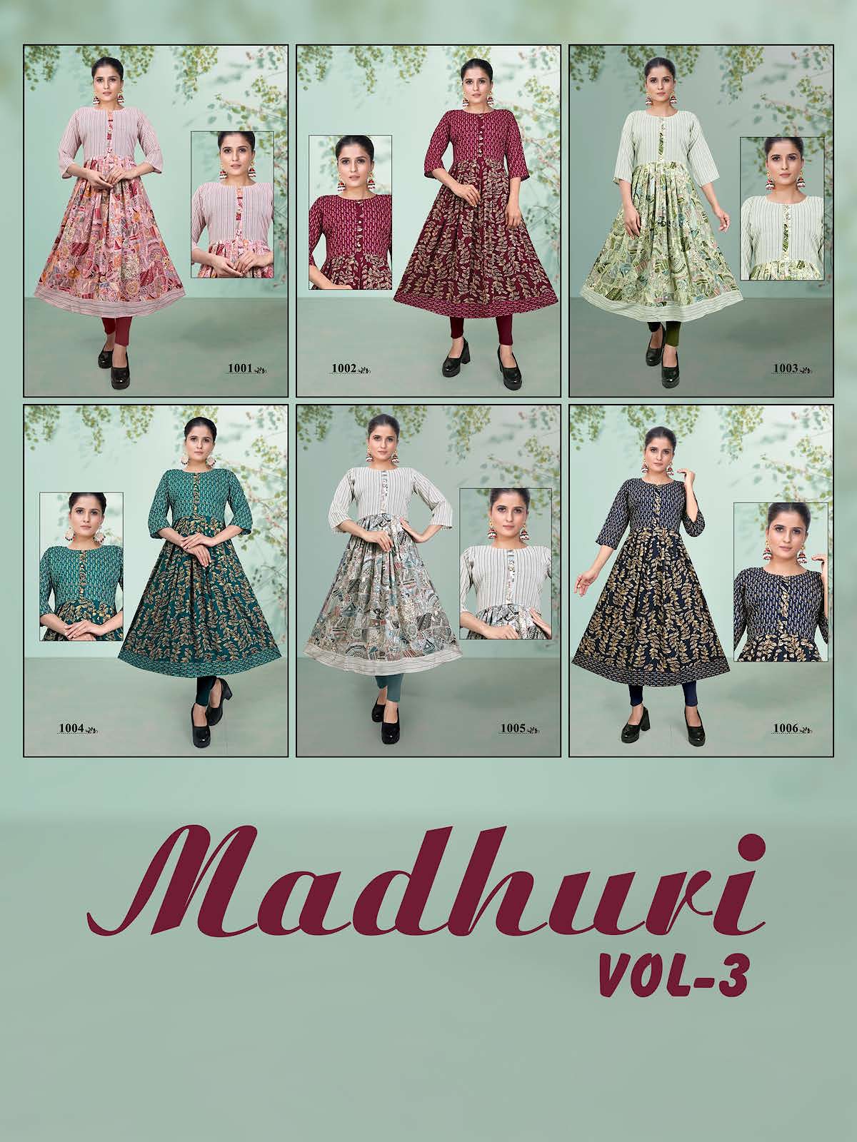 Madhuri Vol 3 Kavinay Rayon Anarkali Kurtis