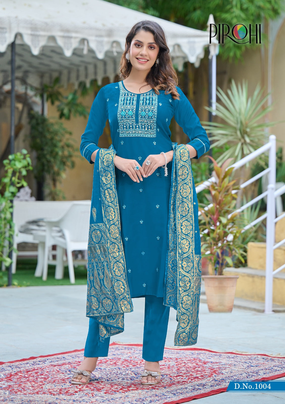 Mahiye Pirohi Viscose Readymade Pant Style Suits