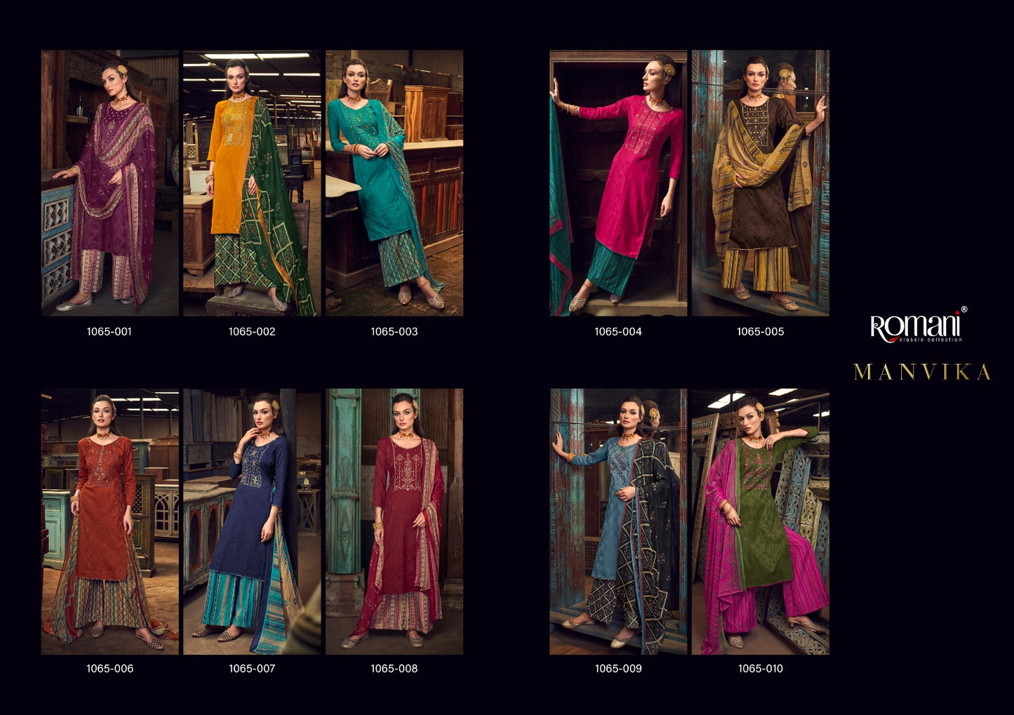 Manvika Romani Jaam Cotton Plazzo Style Suits