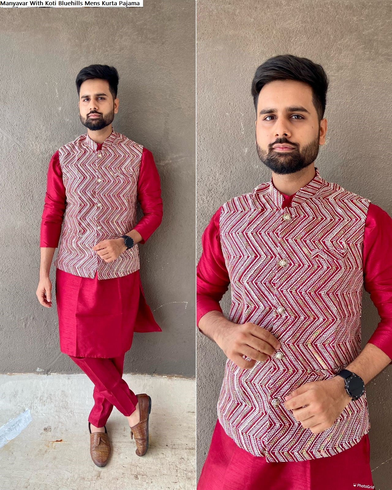 Manyavar With Koti Bluehills Silk Mens Kurta Pajama