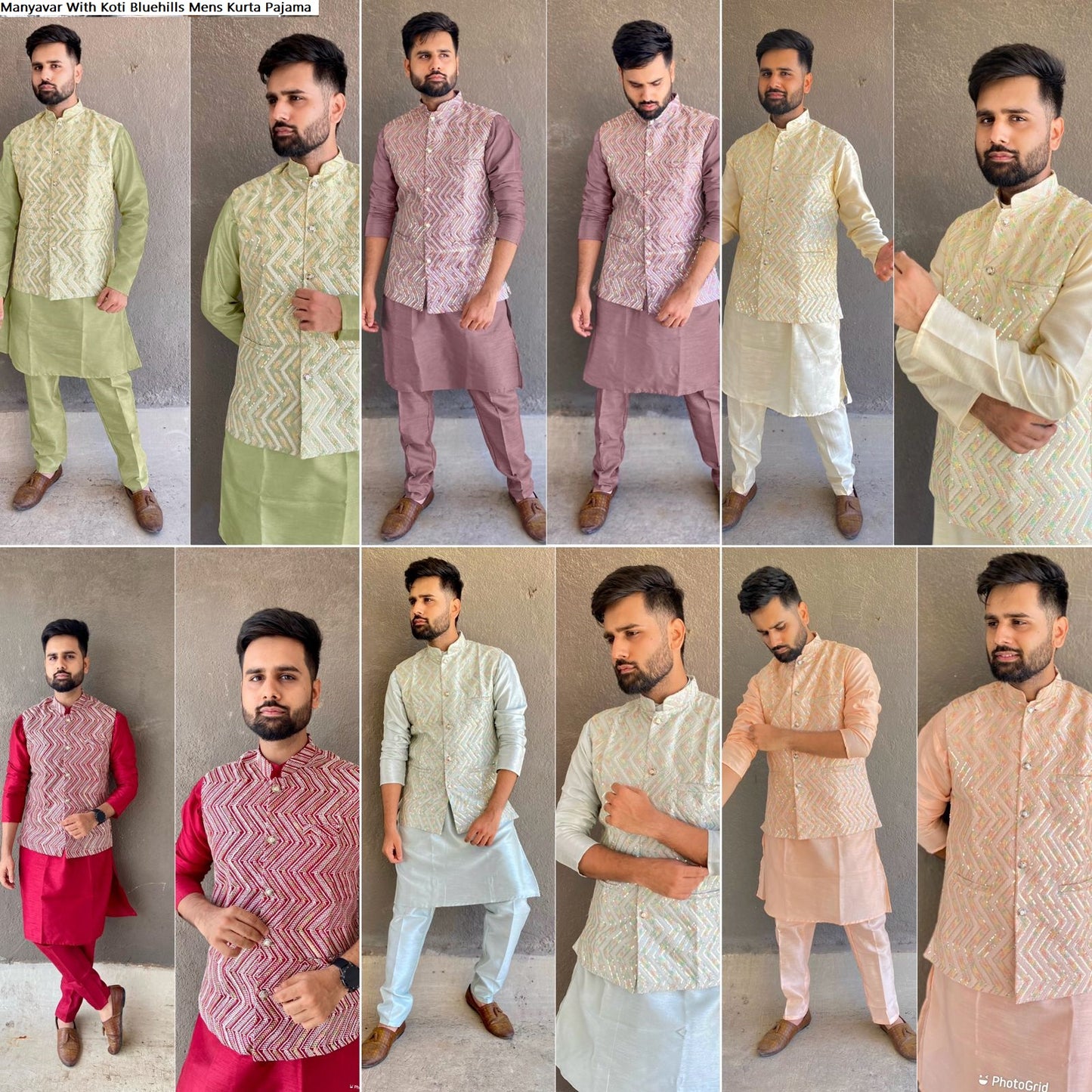 Manyavar With Koti Bluehills Silk Mens Kurta Pajama