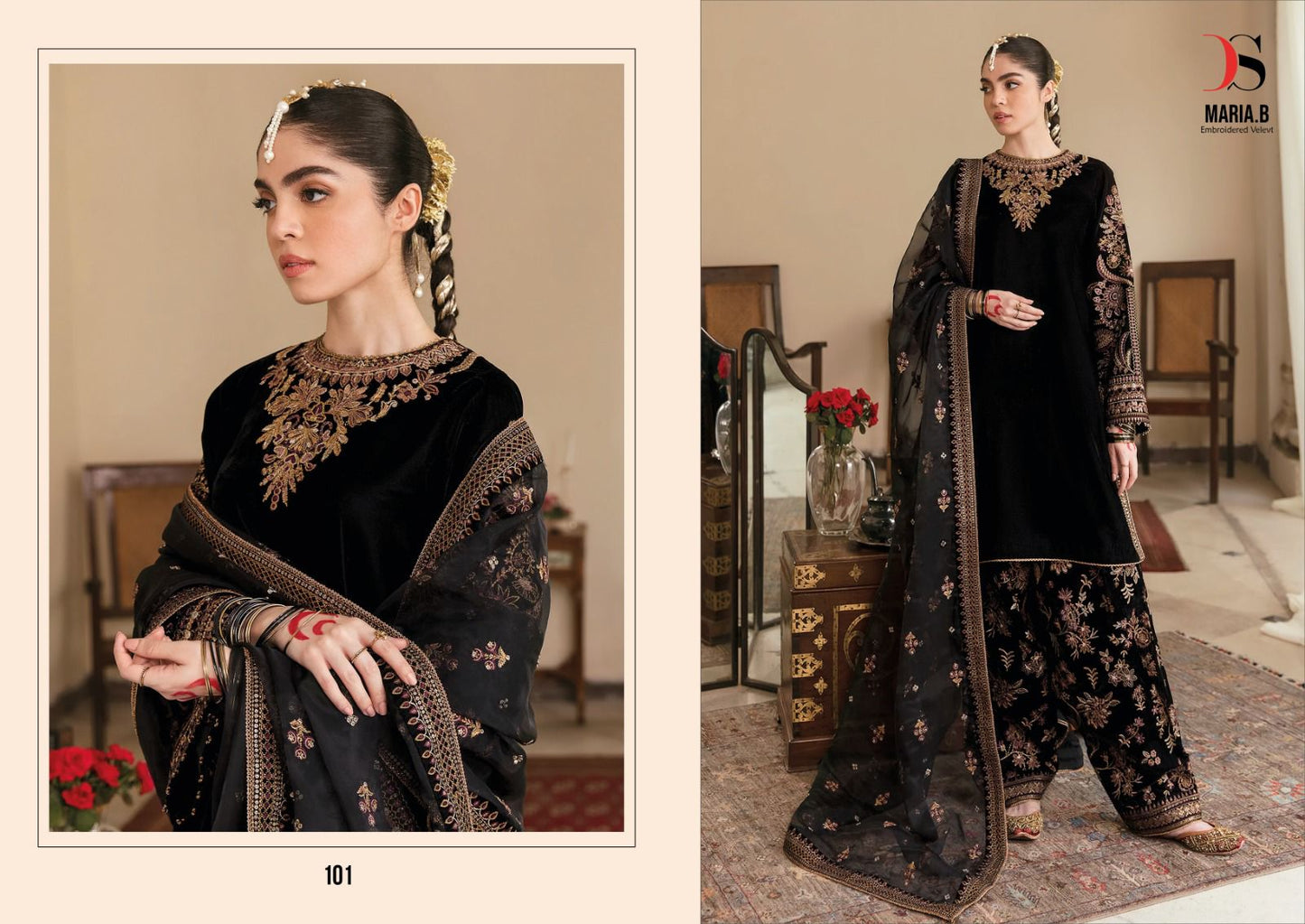 Maria B Embroidered 101-103 Deepsy Velvet Suits
