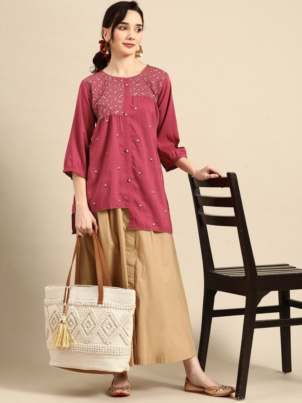 मरीना महोत्सव विस्कोस डिजाइनर लॉन्ग टॉप