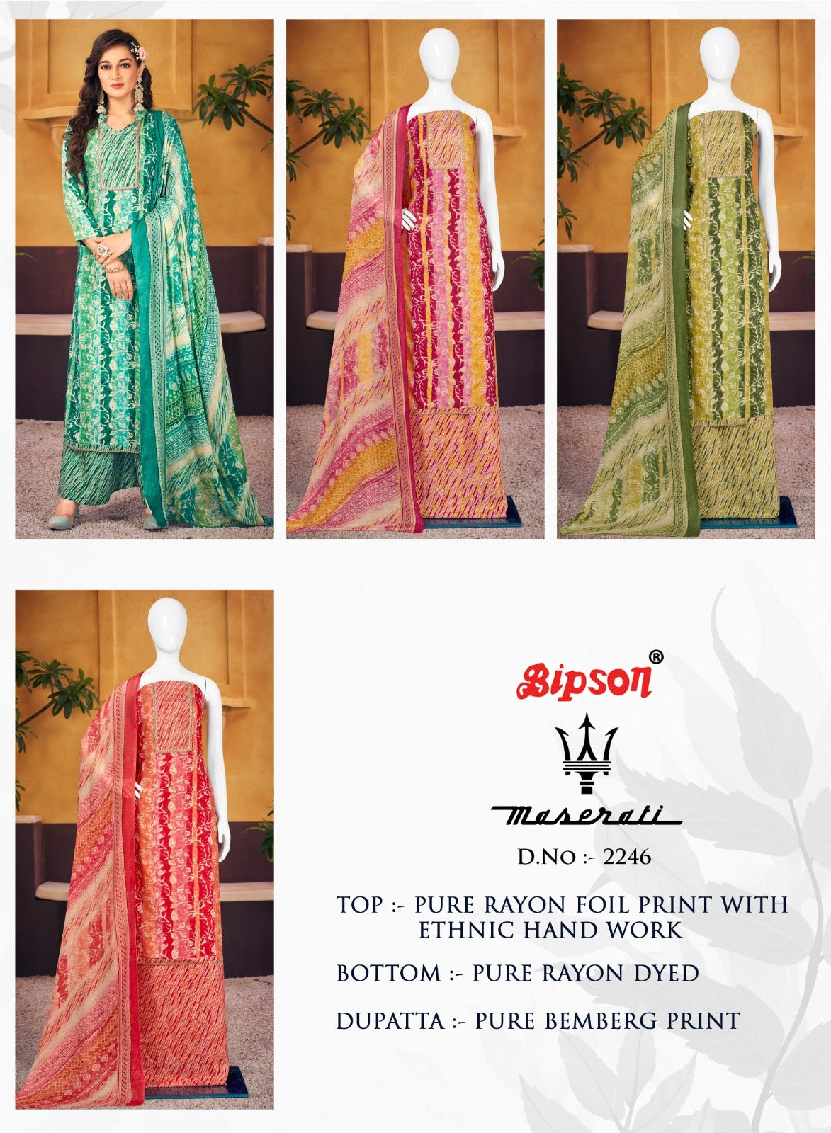 Maserati 2246 Bipson Prints Rayon Pant Style Suits