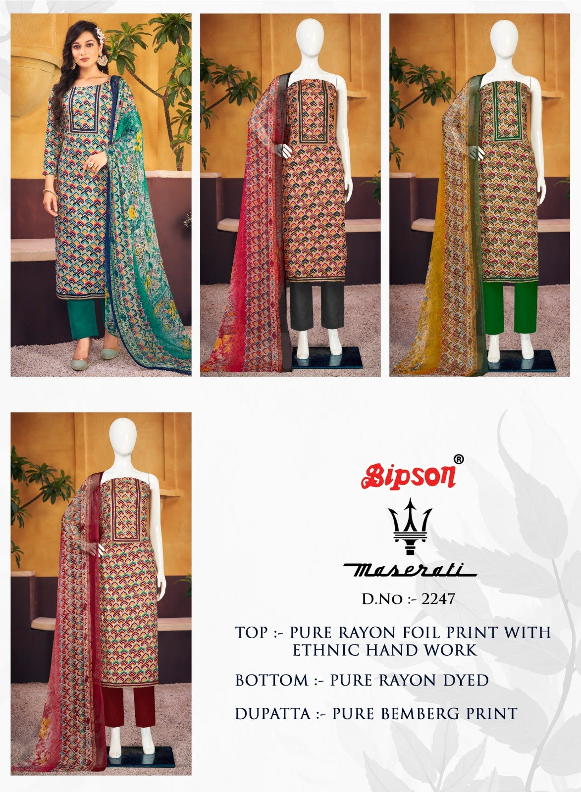 Maserati 2247 Bipson Prints Rayon Pant Style Suits