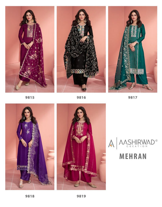 Mehran Aashirwad Creation Silk Pant Style Suits