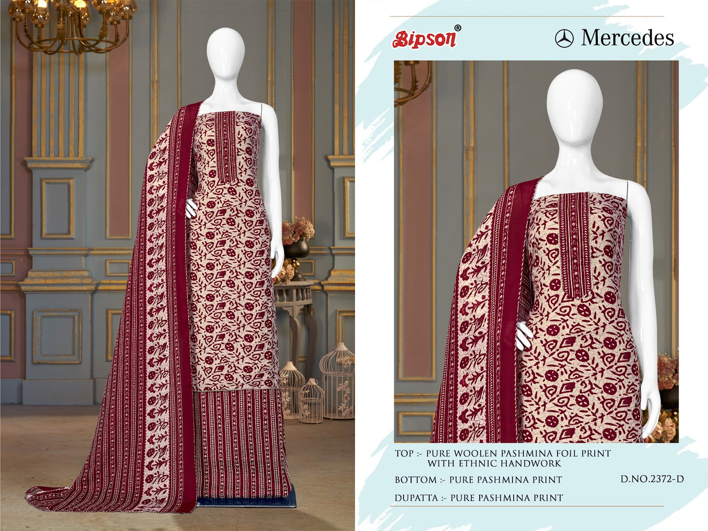Mercedes-2372 Bipson Prints Woolen Pashmina Suits