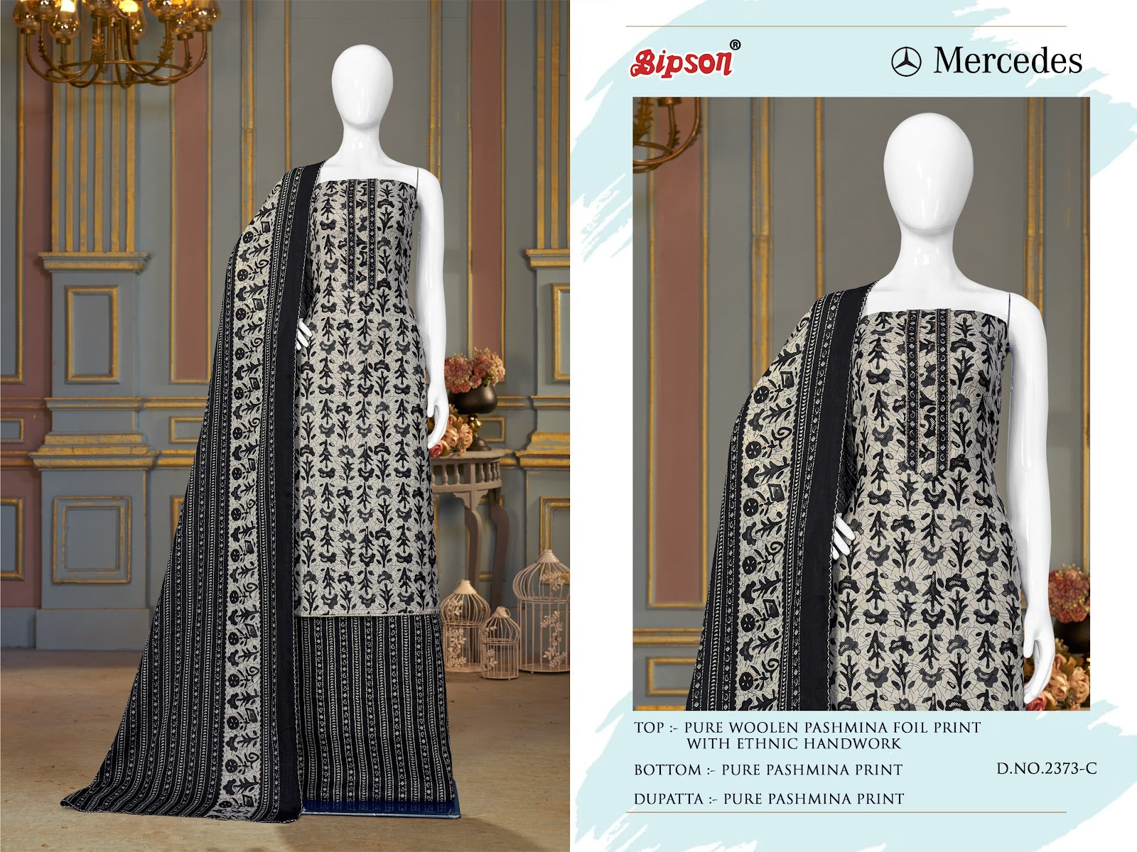 Mercedes-2373 Bipson Prints Woolen Pashmina Suits