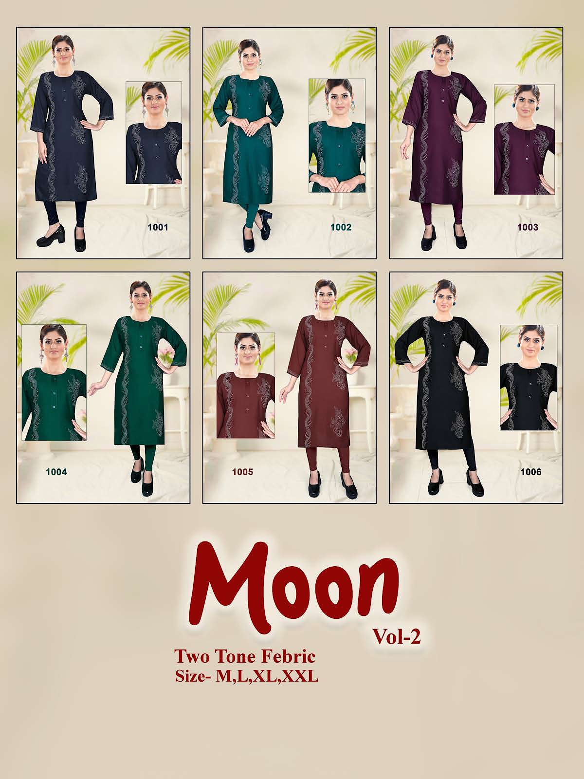 Moon Vol 2 Kavinay Two Tone Long Straight Kurti