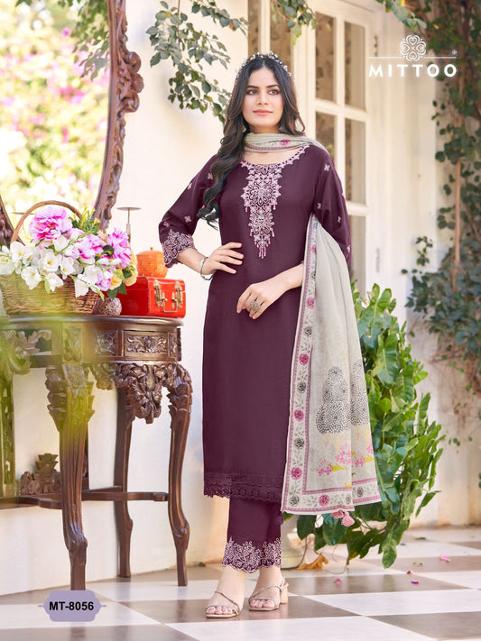 Mt 8056 Mittoo Dola Silk Readymade Pant Style Suits