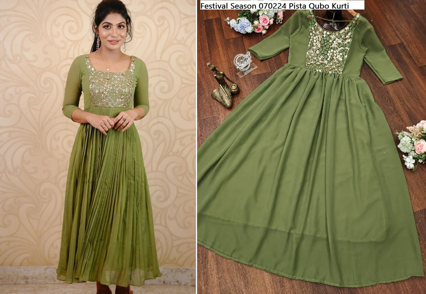 Multi Color-0802 Qubo Fox Georgette One Piece