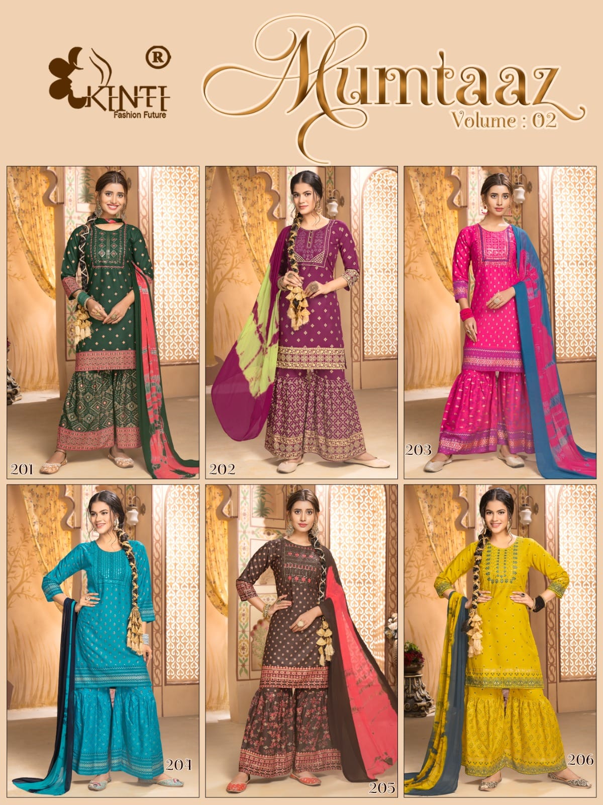 Mumtaaz Vol 2 Kinti Rayon Readymade Sharara Suits