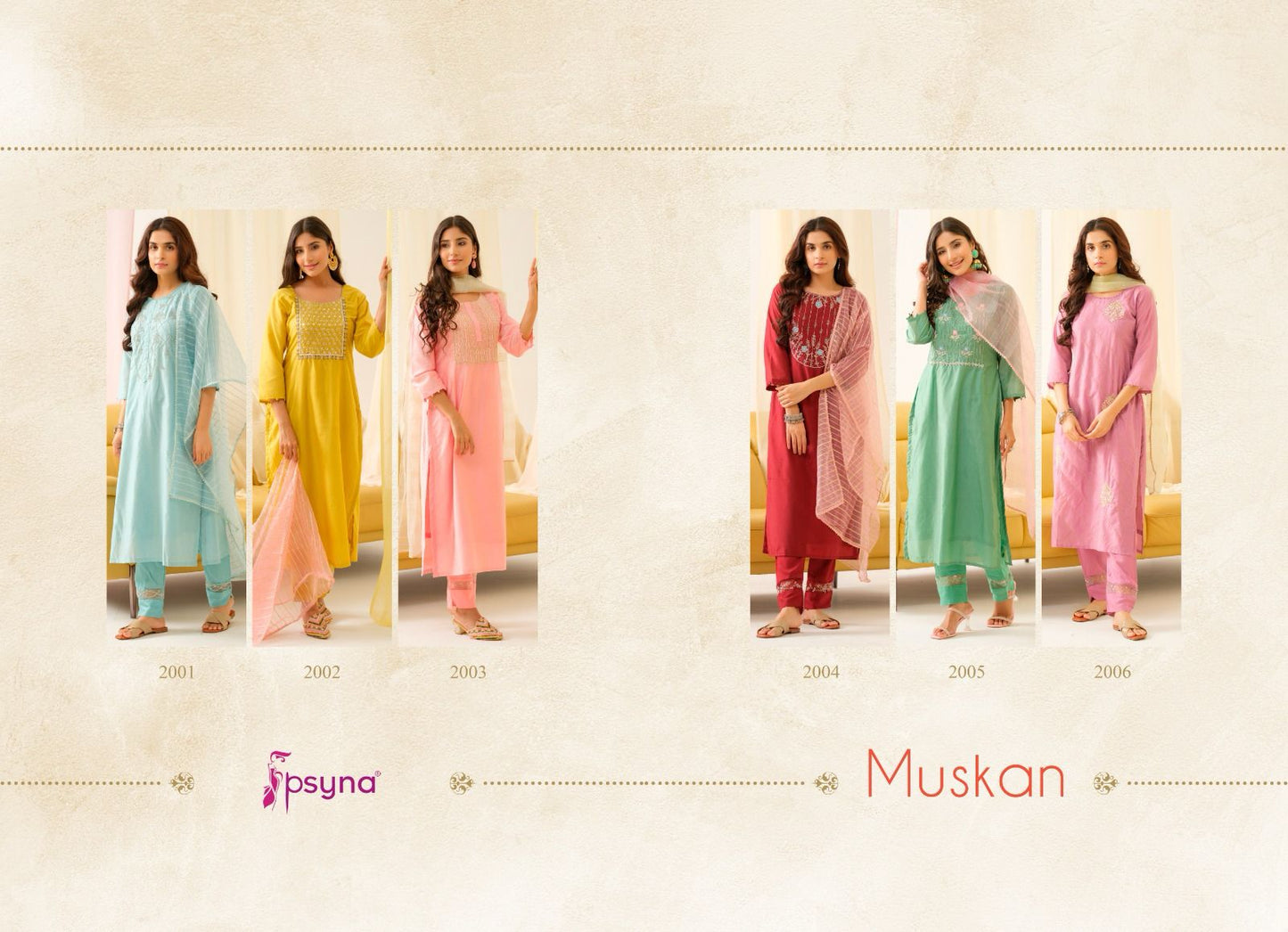 Muskan Vol 2-Eid Special Psyna Viscose Chanderi Readymade Pant Style Suits