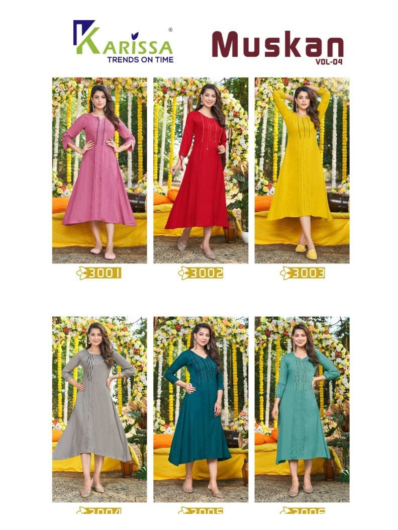 Muskan Vol 4 Karissa Rayon A-Line Kurti