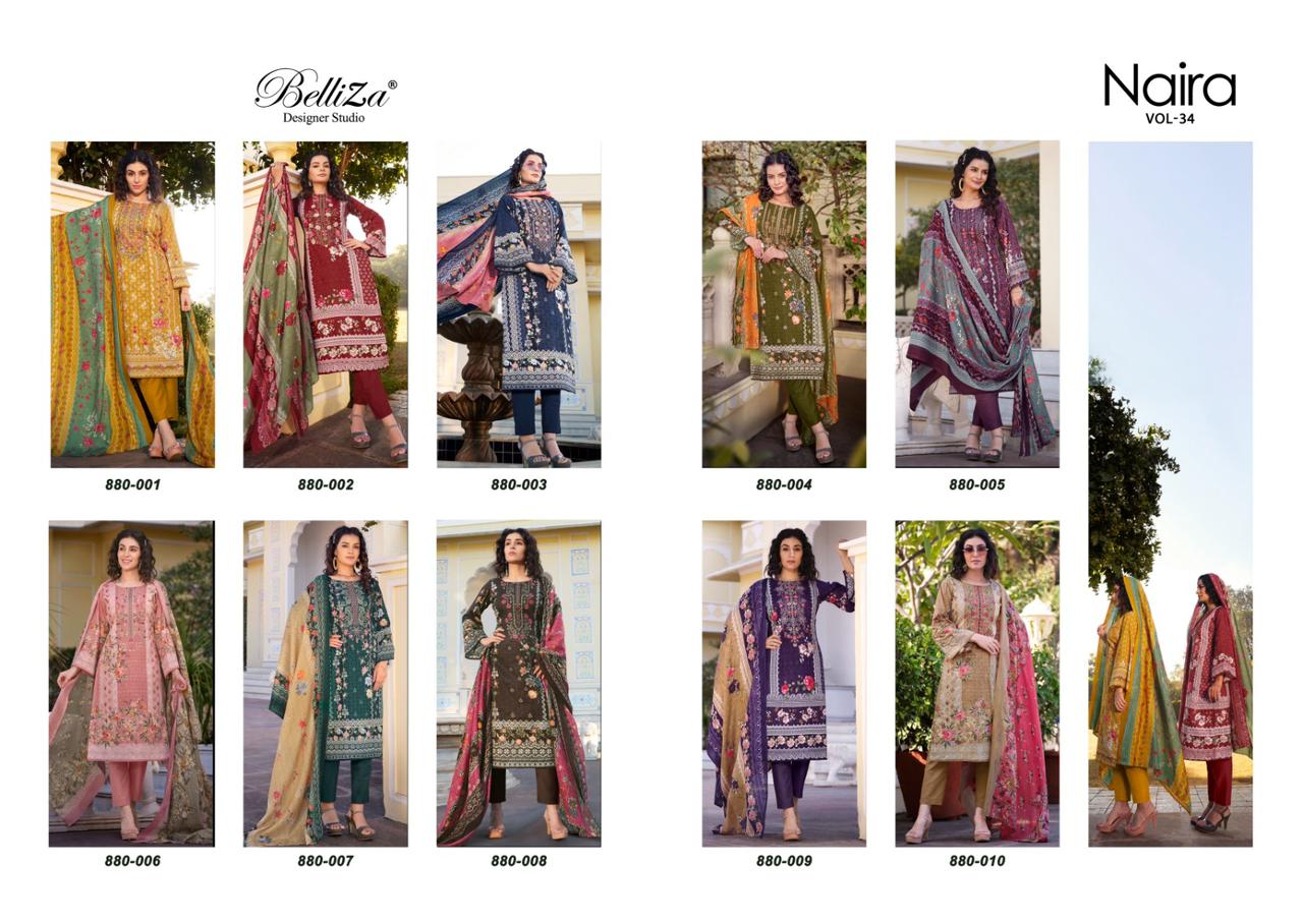 Naira Vol-34 Belliza Designer Studio Cotton Karachi Salwar Suits