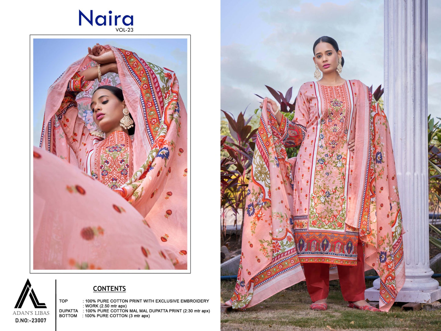Naira Vol 23 Adans Libas Cotton Karachi Salwar Suits