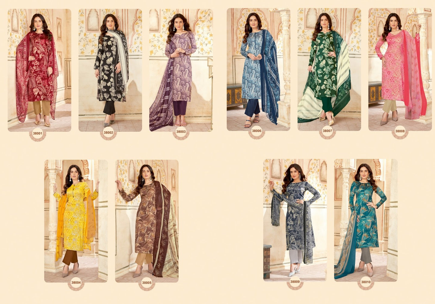 Naishaa Vol 38 Suryajyoti Jaam Satin Pant Style Suits