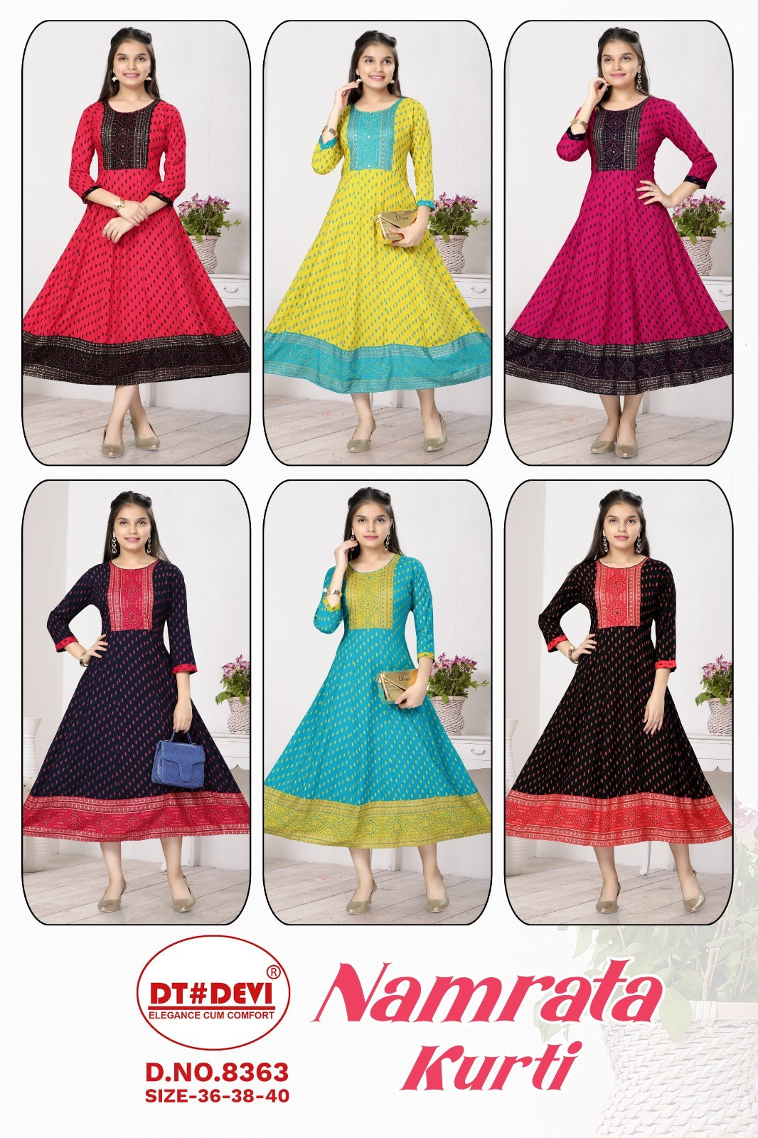 Namrata-8363 Dt Devi Reyon Girls Anarkali Kurti